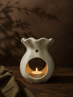 Sage & Ivory Striped Ruffle Wax Melt Burner