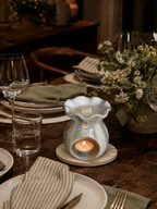 Sage & Ivory Striped Ruffle Wax Melt Burner
