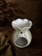 Sage & Ivory Striped Ruffle Wax Melt Burner